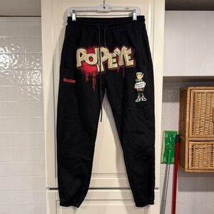 Reason Black Popeye Graphic Joggers size large 1:10
